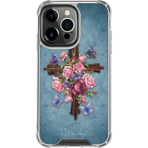Brigid Ashwood Flower Cross iPhone 14 Pro Clear Case